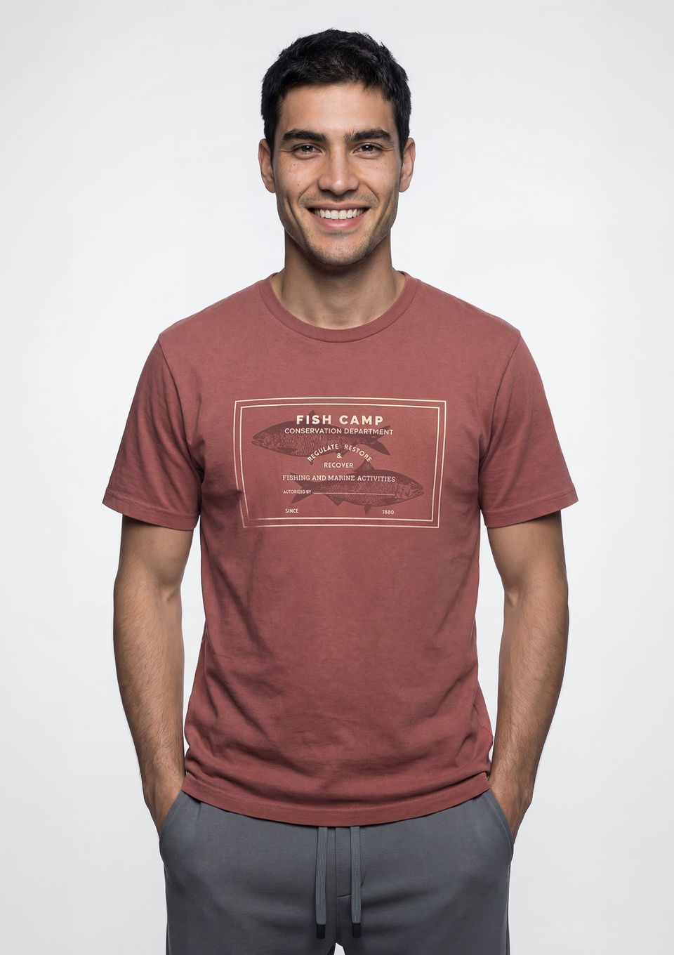 Camiseta Masculina Manga Curta com Estampa - Rosa