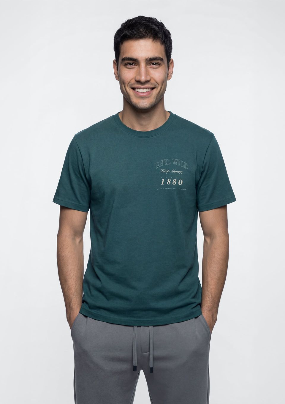 Camiseta Masculina Manga Curta com Estampa - Verde
