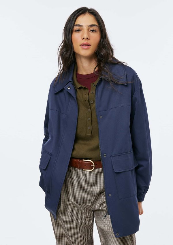 Parka Feminina Bolsos Cargo - Azul P