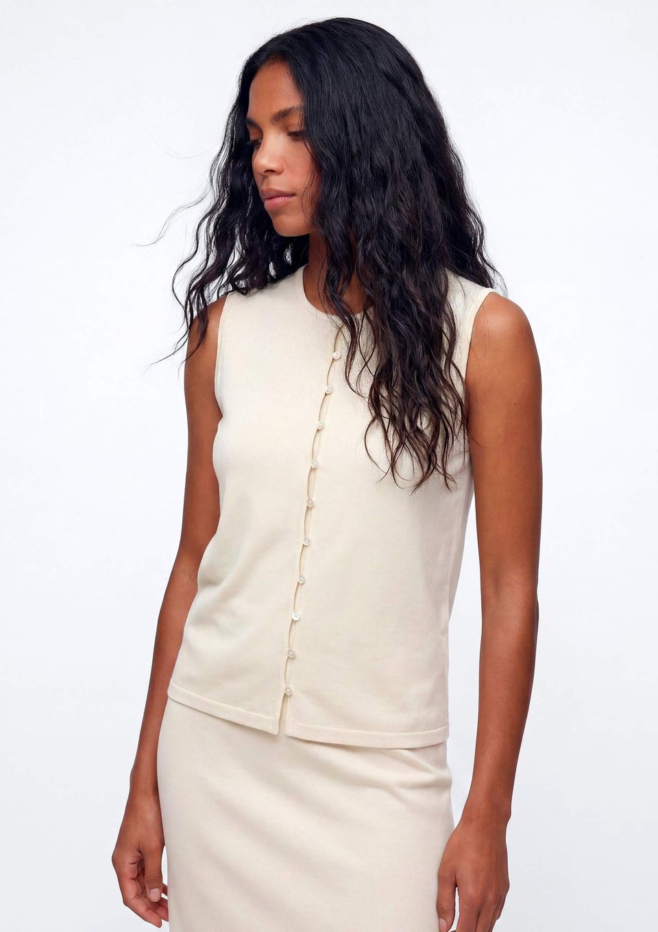Regata Feminina Alças Médias com Elastano - Creme
