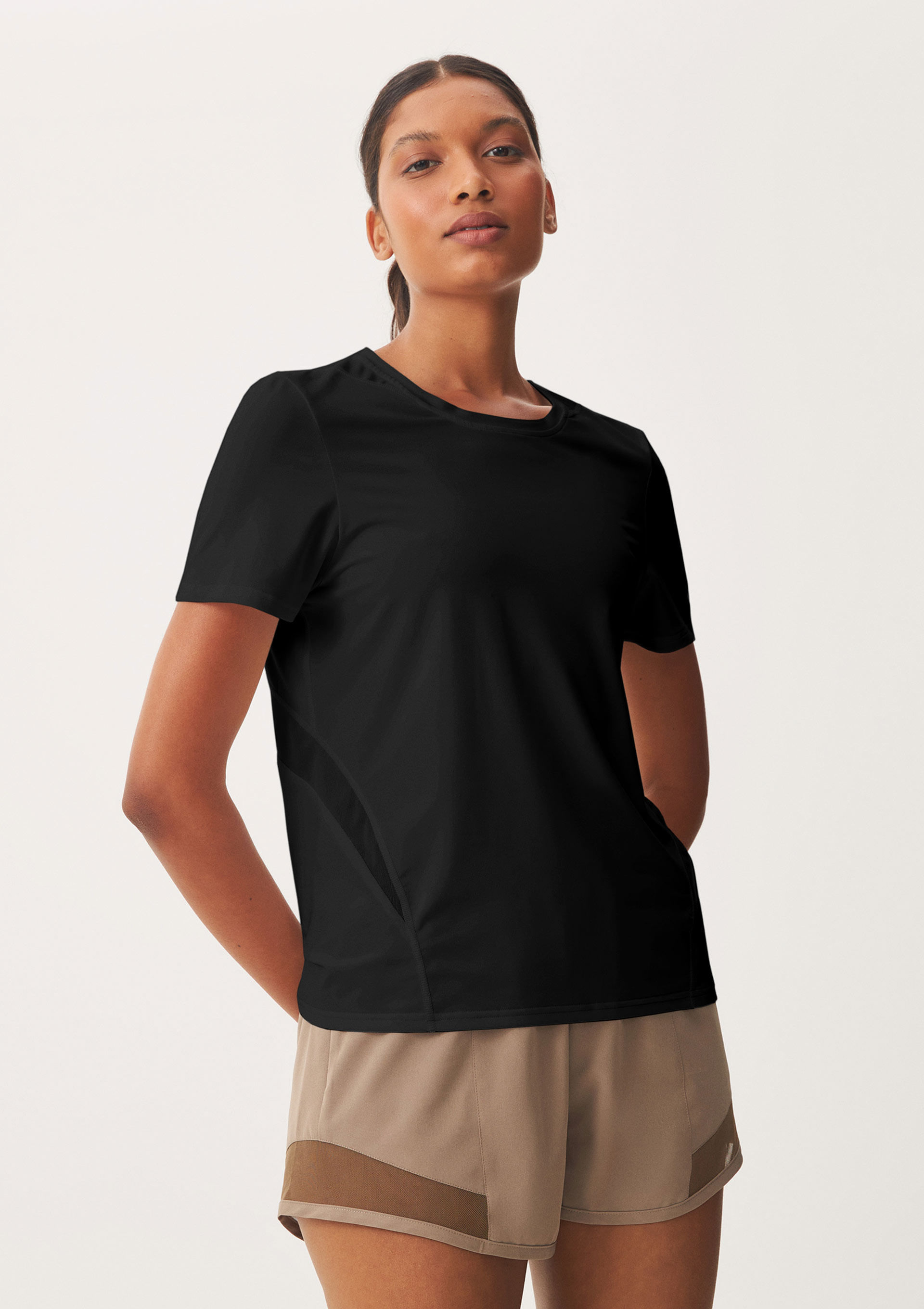 Camiseta Esportiva Feminina Básica Com Tule - Preto