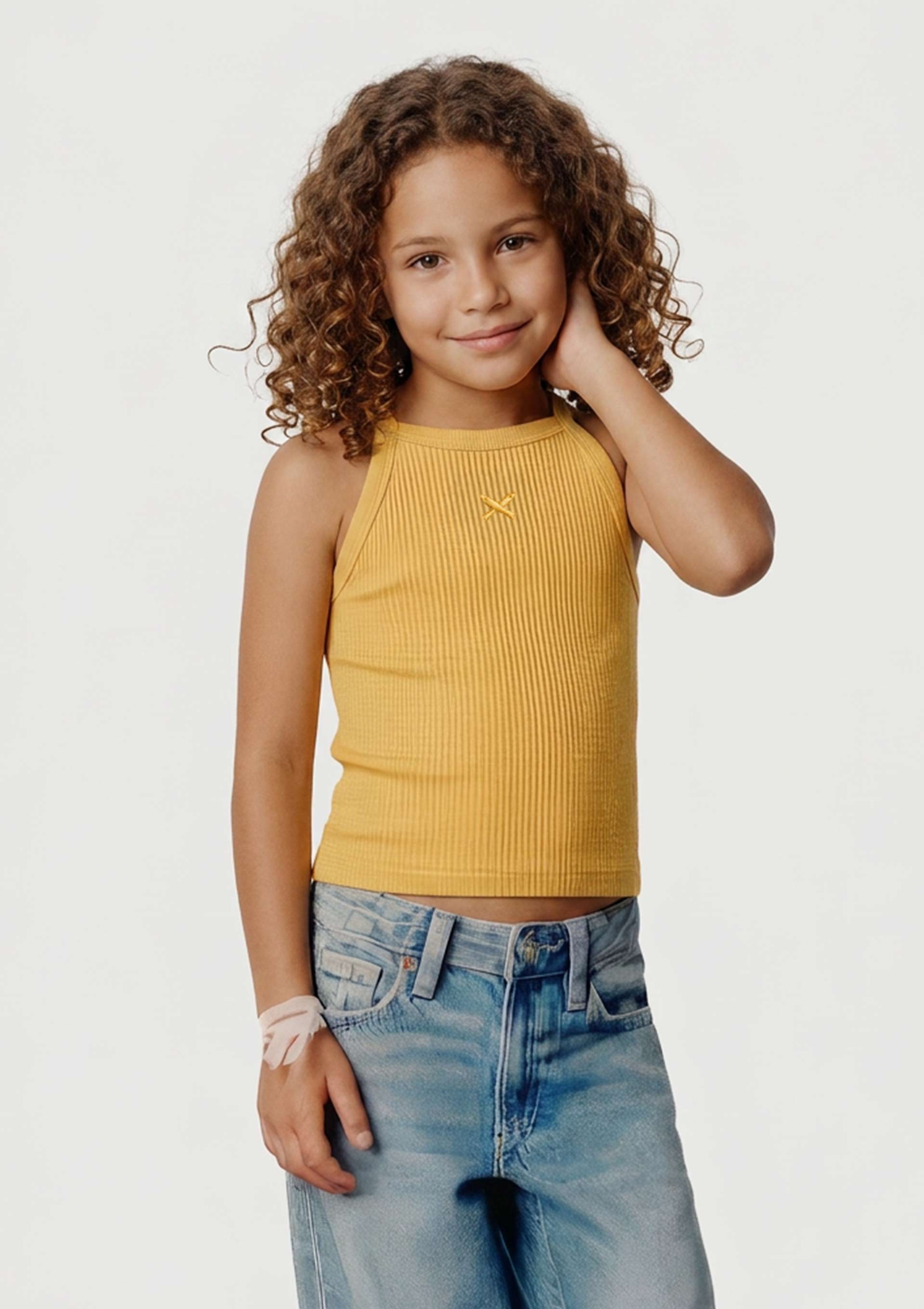 Regata Infantil Menina Em Ribana Drop Brasil - Amarelo