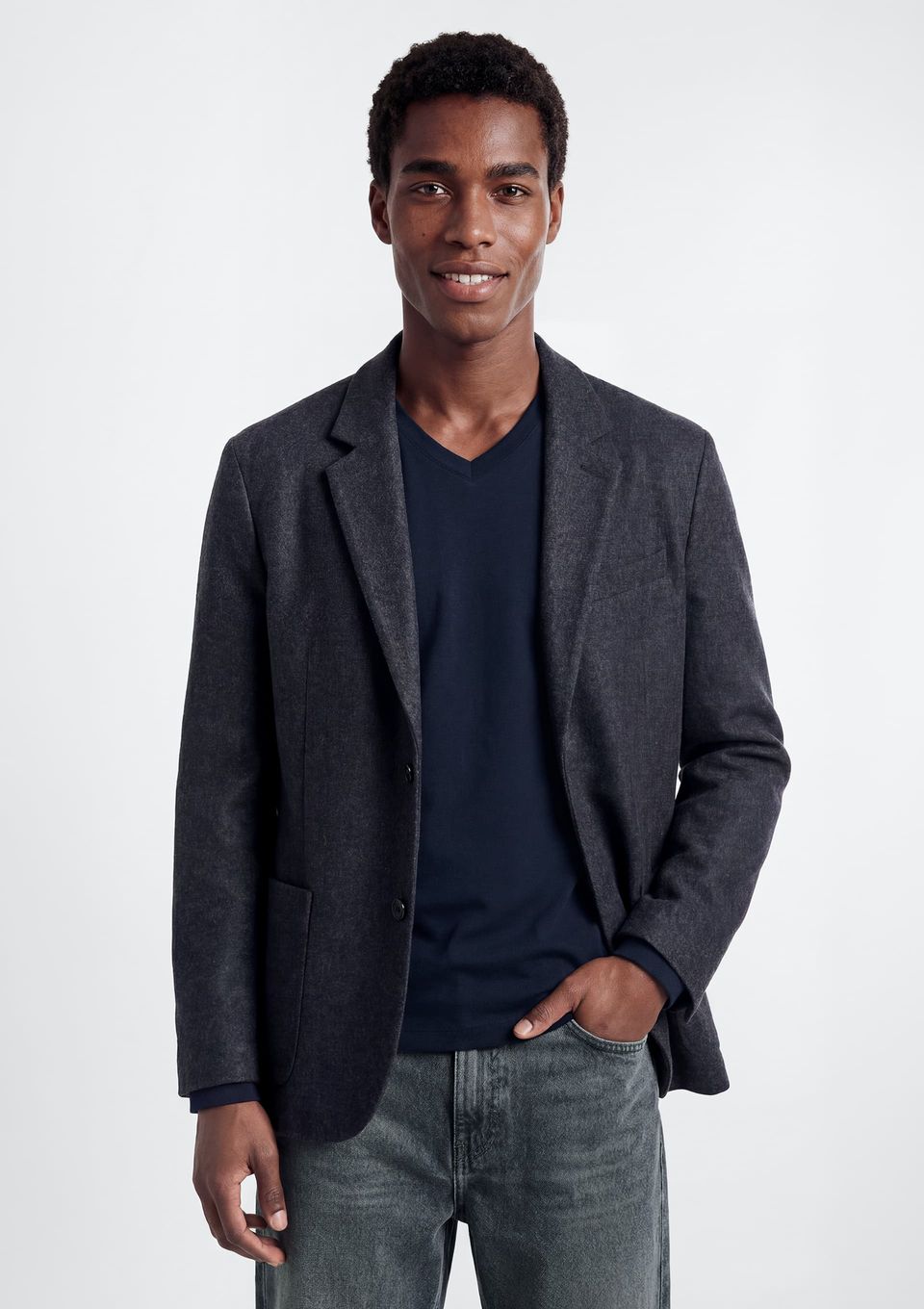 Blazer Masculino em Tecido Plano - Azul