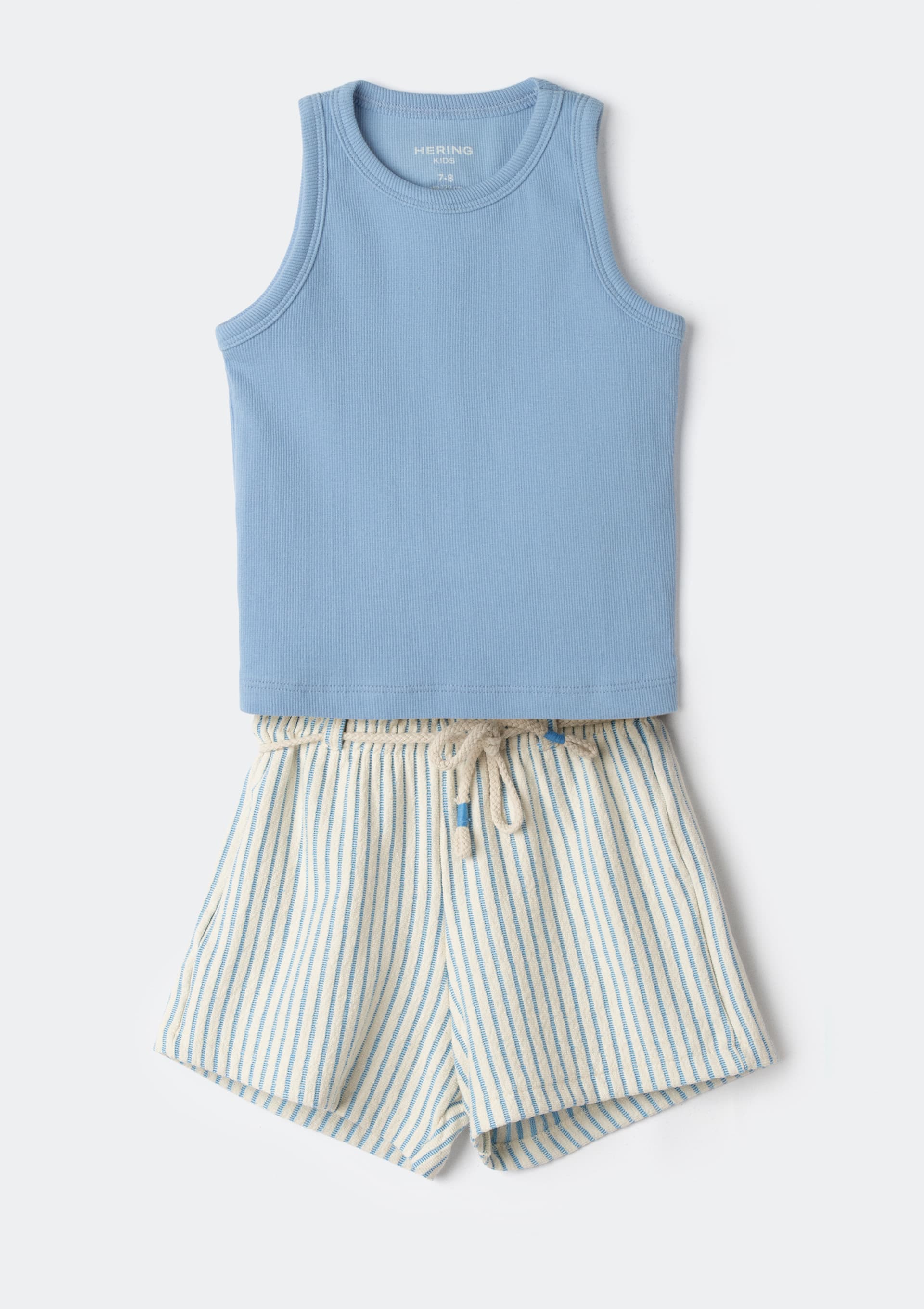 Conjunto Infantil Menina Em Fio Tinto - Azul