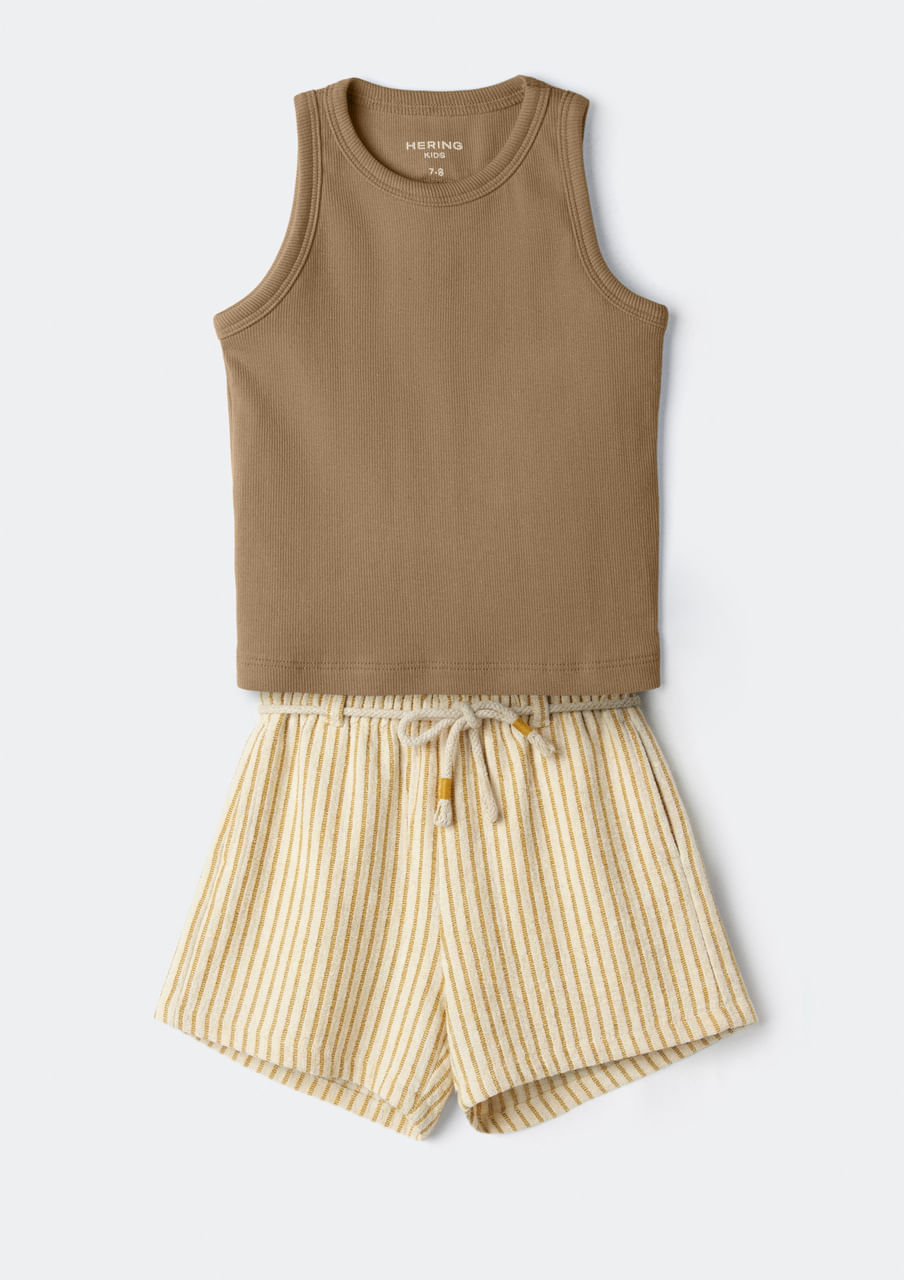 Conjunto Infantil Menina Em Fio Tinto - Off white