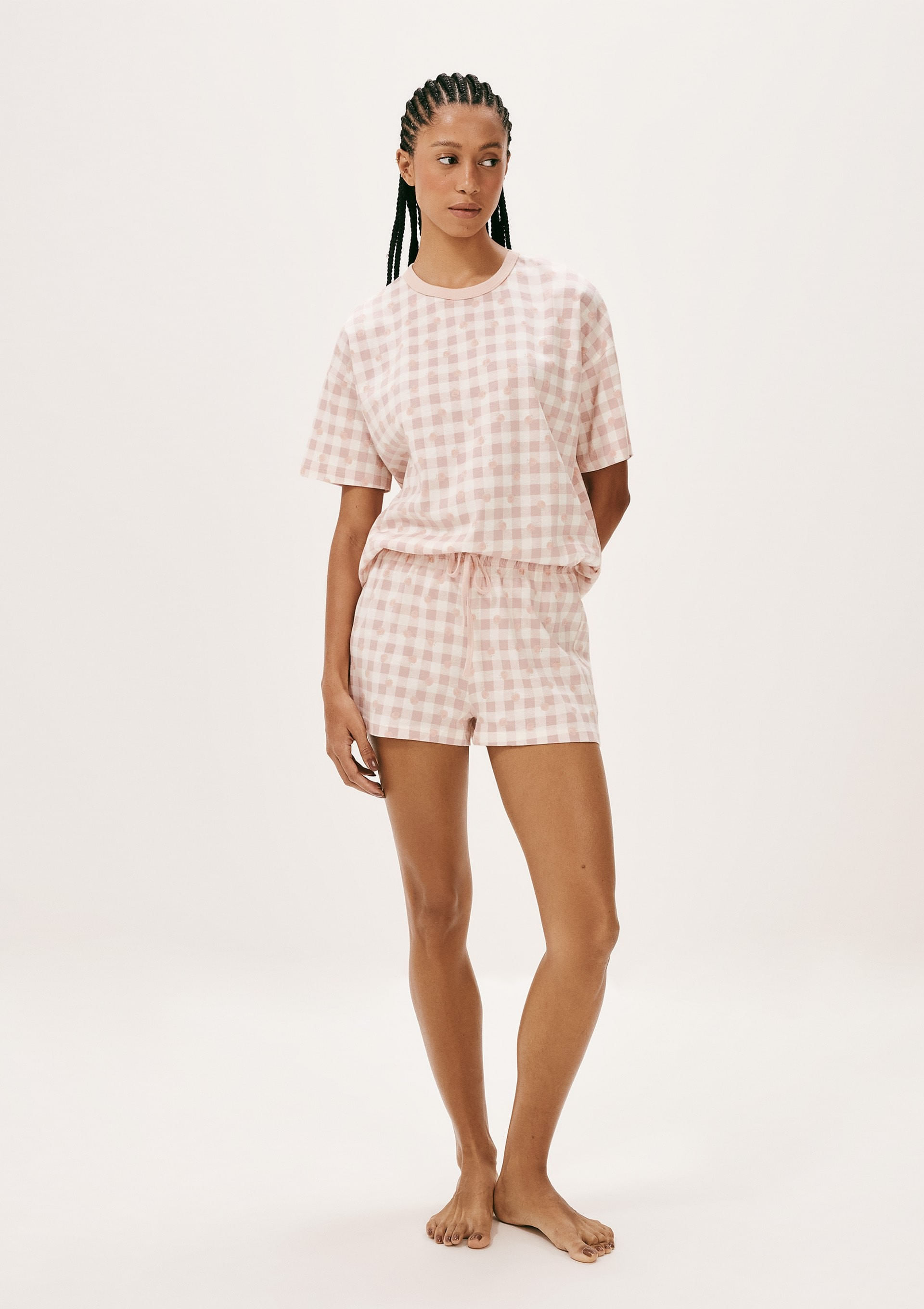 Pijama Curto Feminino Estampado Oversized - Rosa