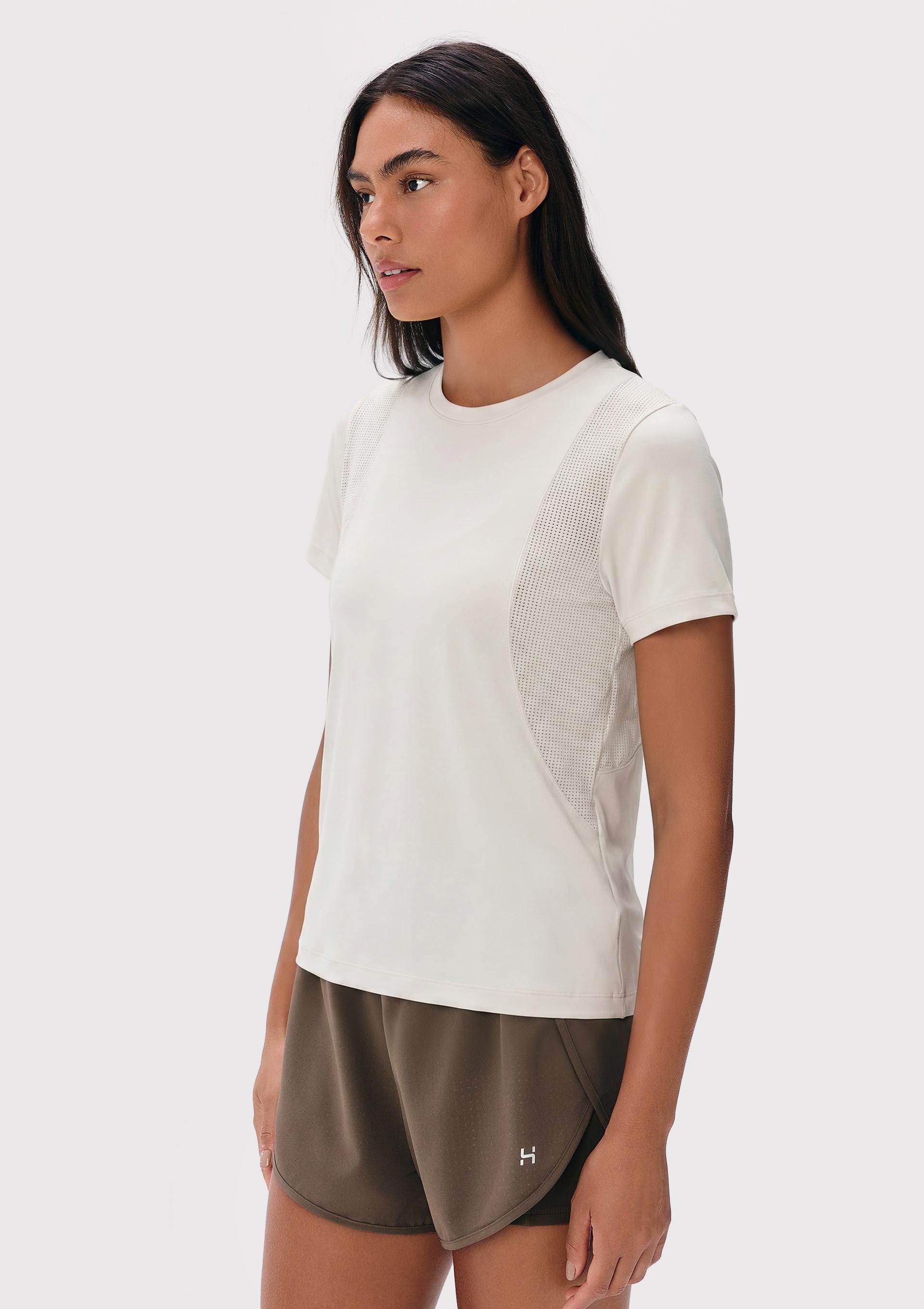 Camiseta Esportiva Feminina Texturizada Secagem Rápida - Off white