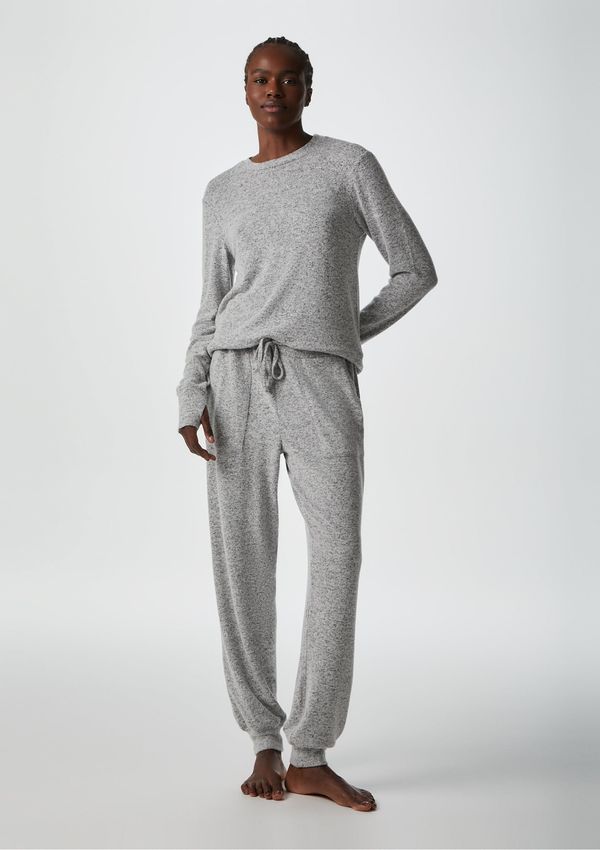 Pijama Feminino Longo Em Tricô - Cinza P