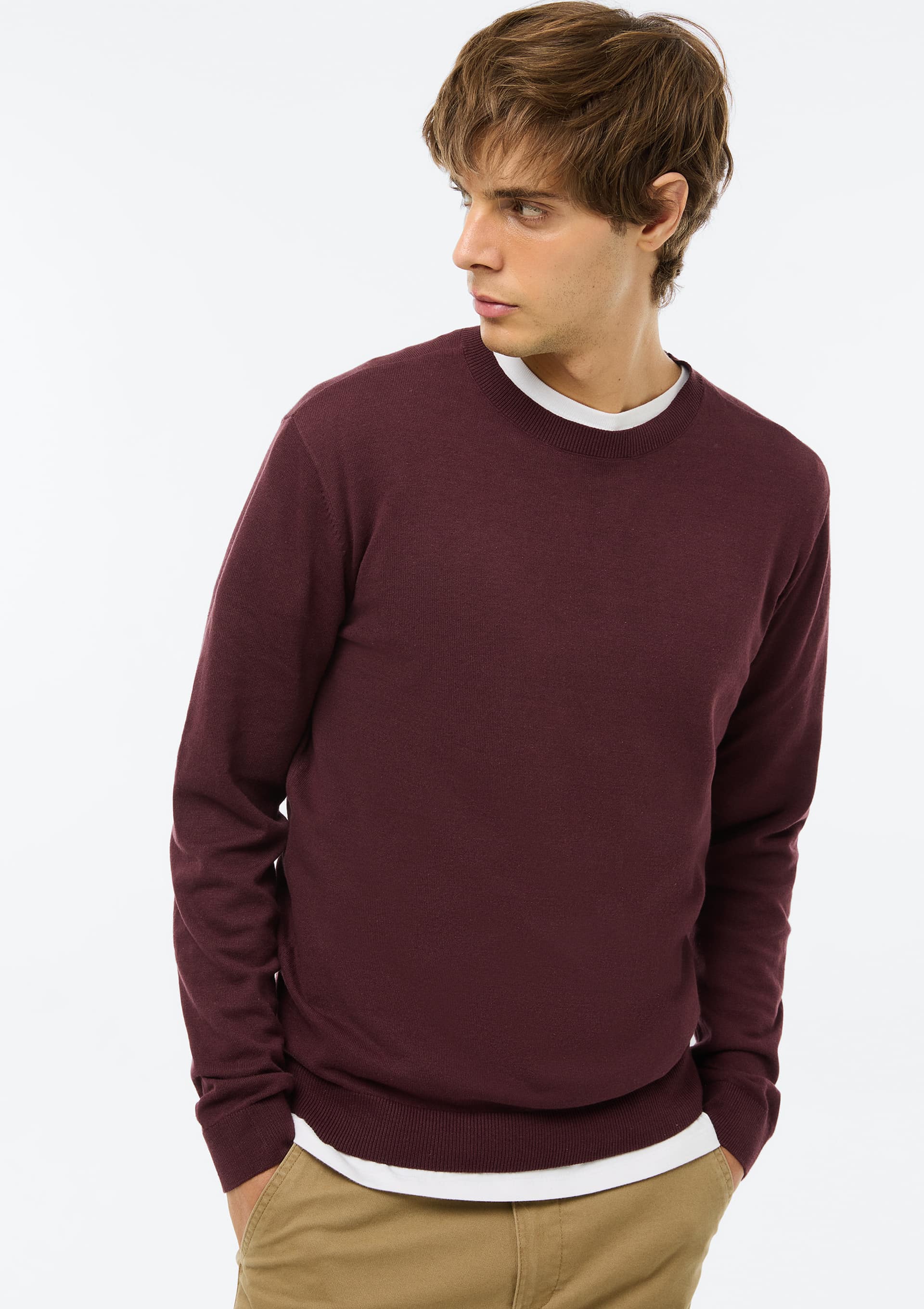 Suéter Básico Masculino Regular - Vinho