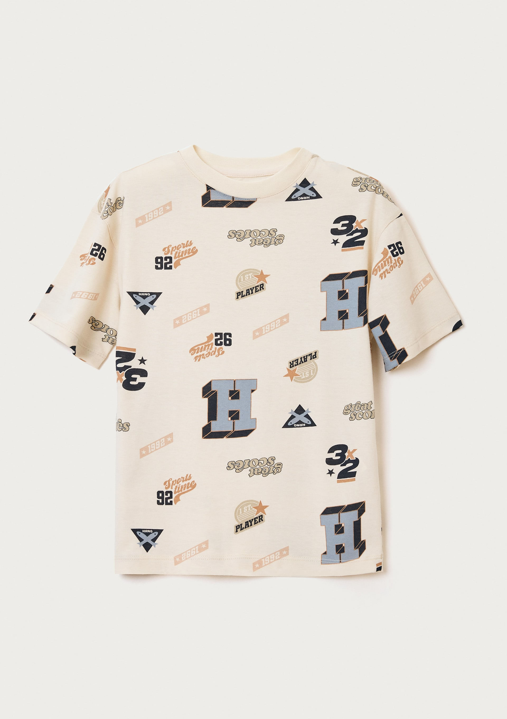 Camiseta Oversized Infantil Menino Estampada - Off white