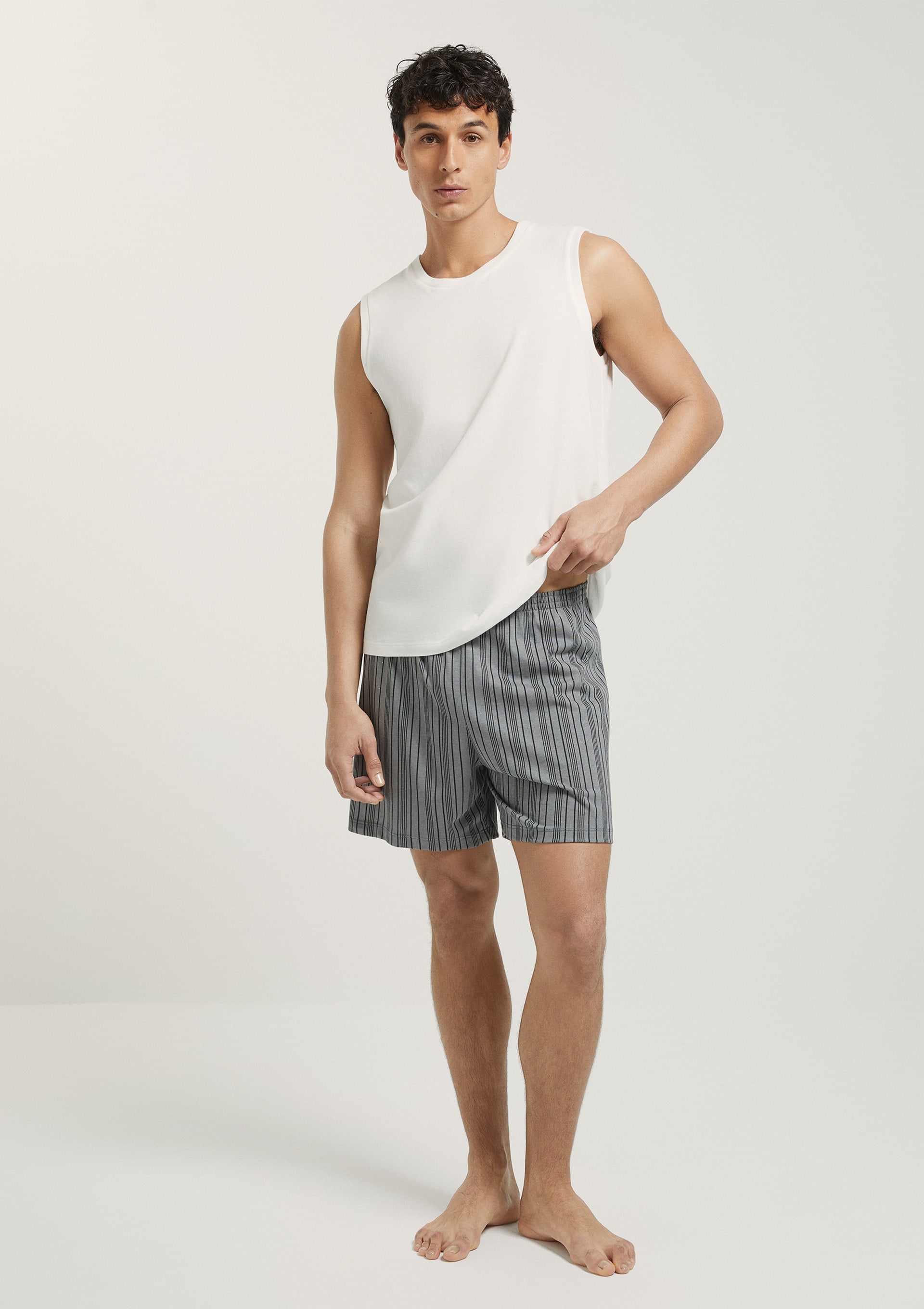 Pijama Curto Masculino Com Regata - Cinza