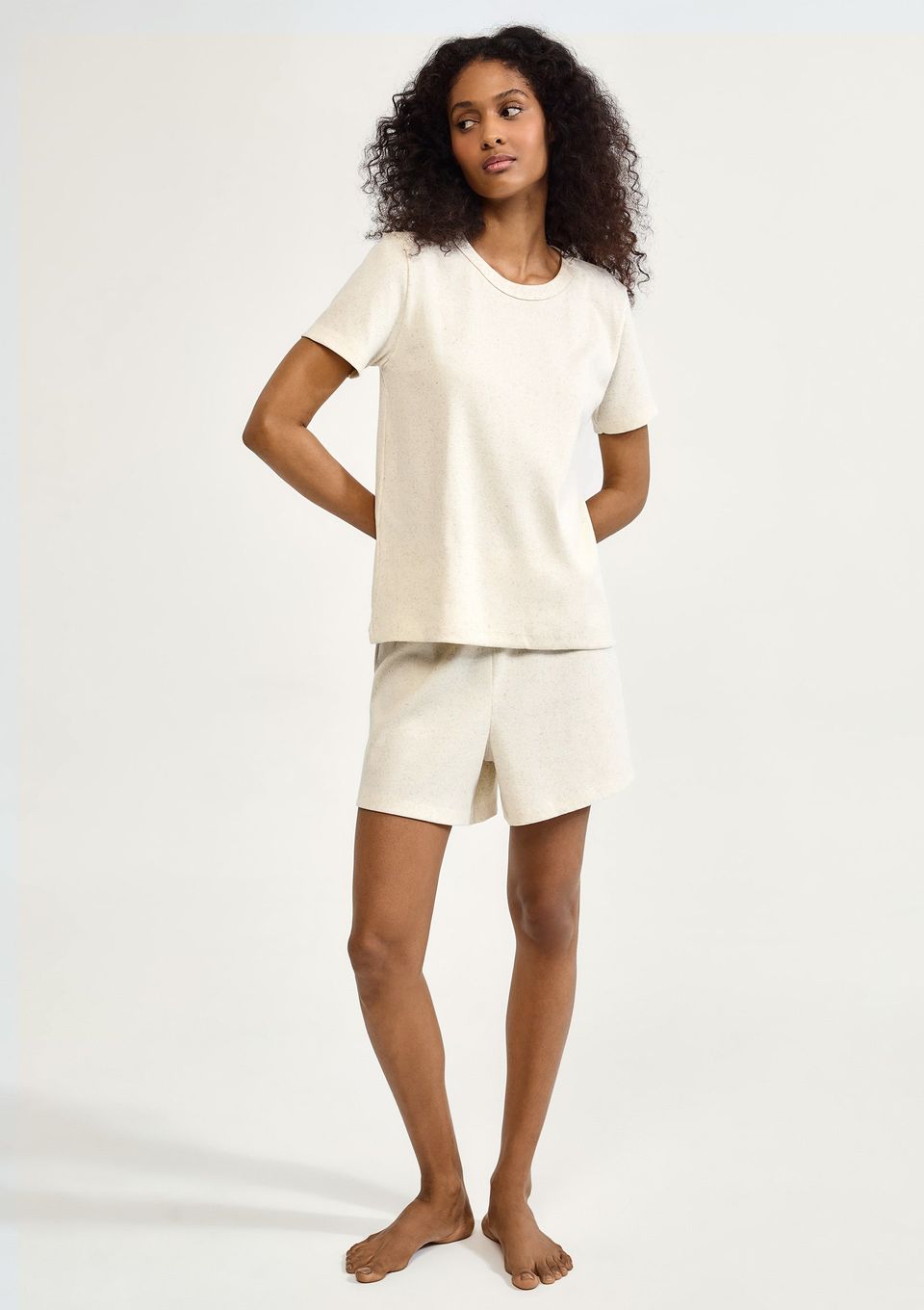 Pijama Curto Feminino Oversized com Linho - Off White