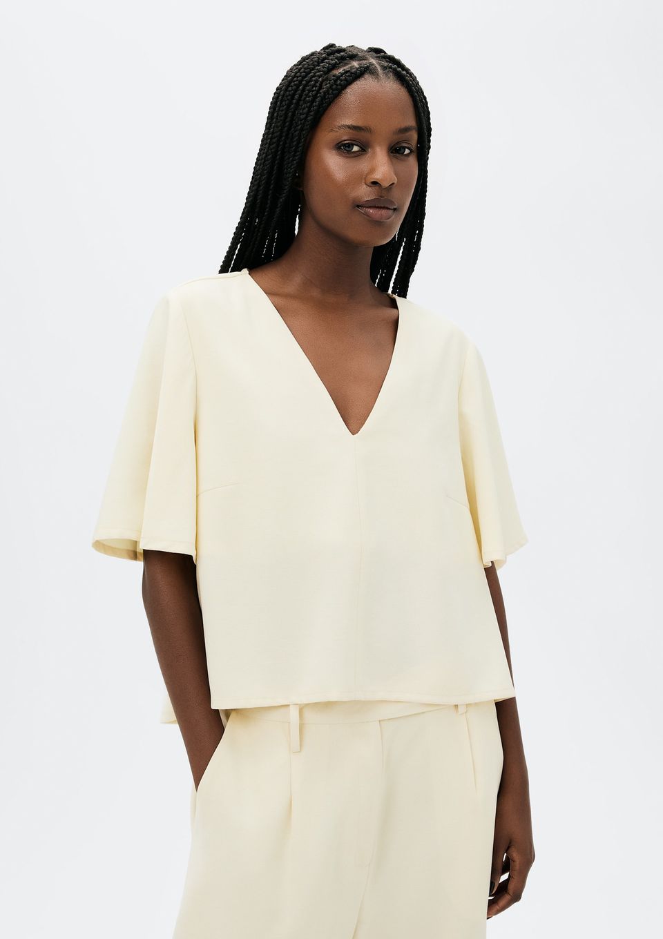 Blusa Feminina Manga Sino em Peachtouch - Creme