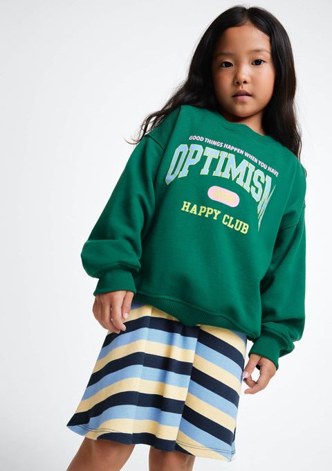 Blusão de Moletom Infantil Menina Oversized com Estampa - Verde — Hering
