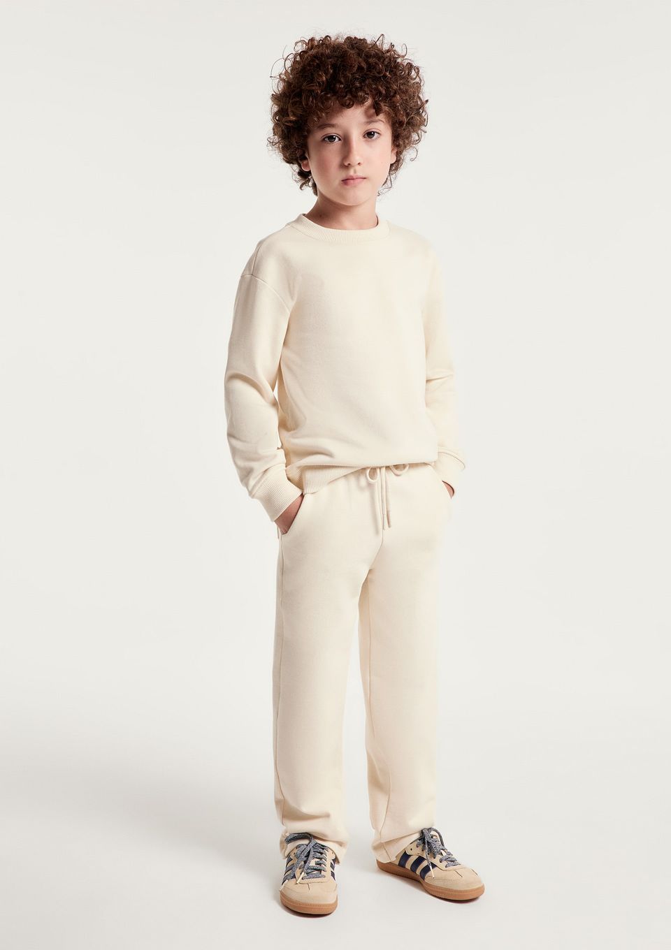 Calça de Moletom Infantil Unissex Peluciada - Creme