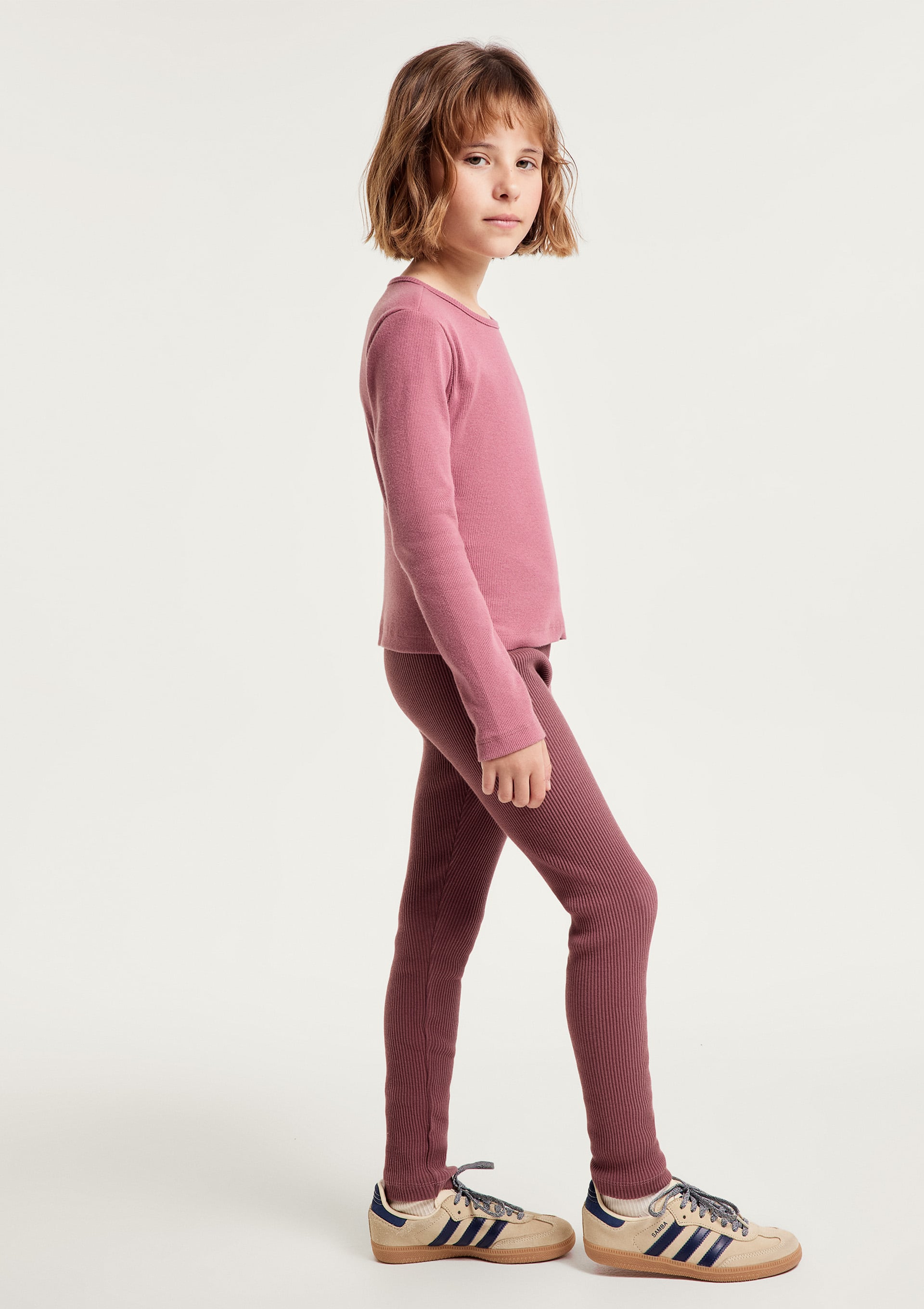 Calça Legging Infantil Menina Em Ribana Canelada - Vinho