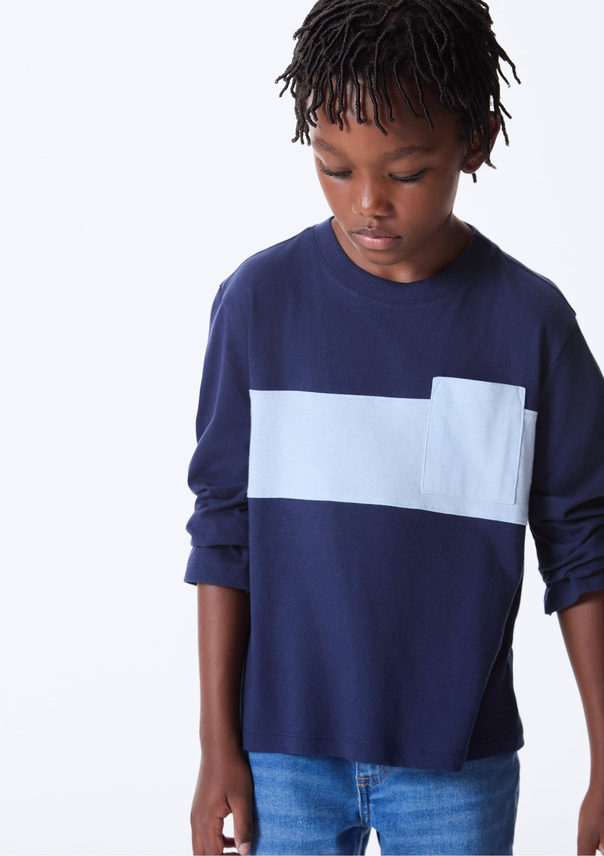 Camiseta Infantil Menino Comfort Recorte Frontal - Azul — Hering