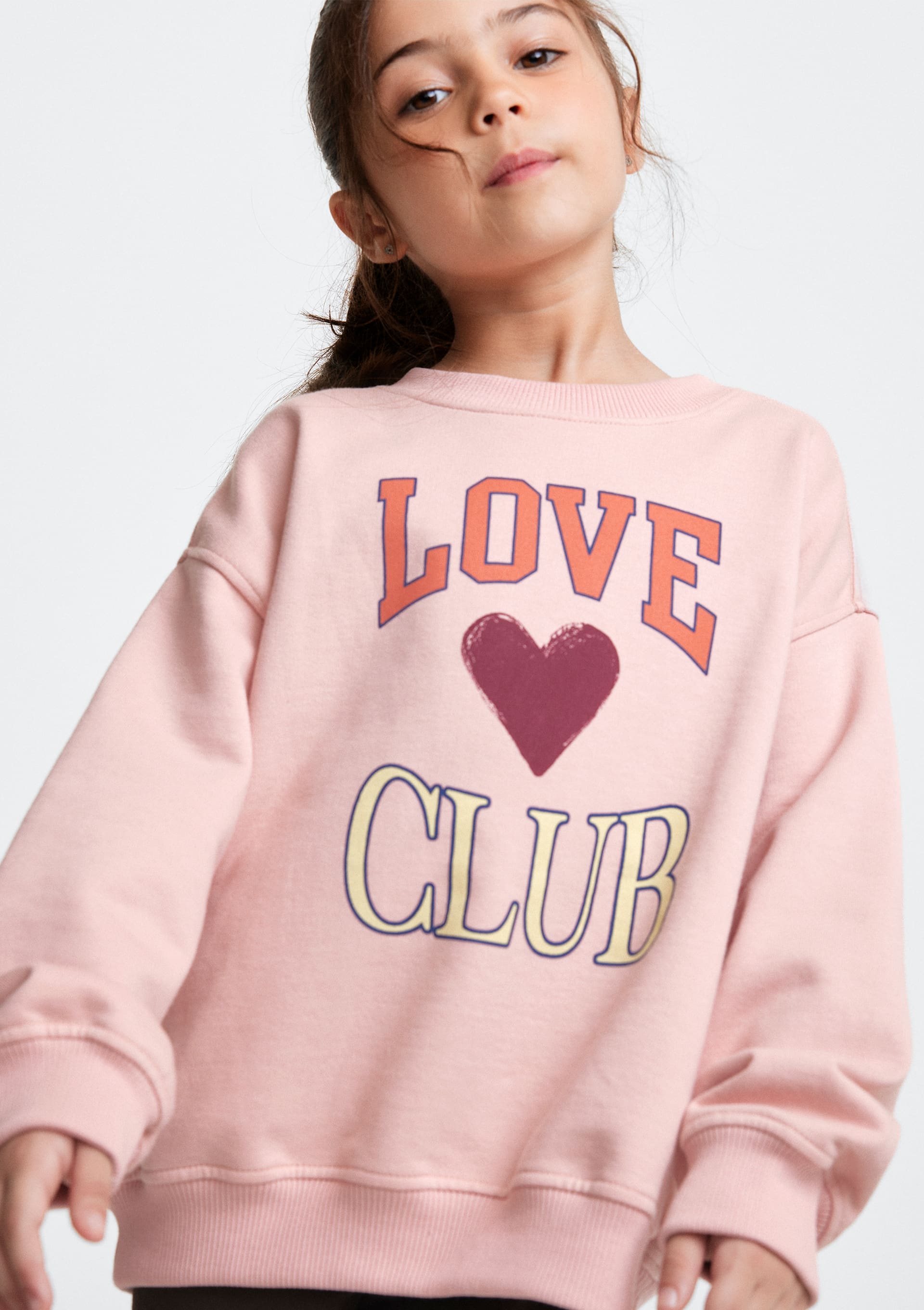 Blusão De Moletom Infantil Menina Oversized Com Estampa - Rosa