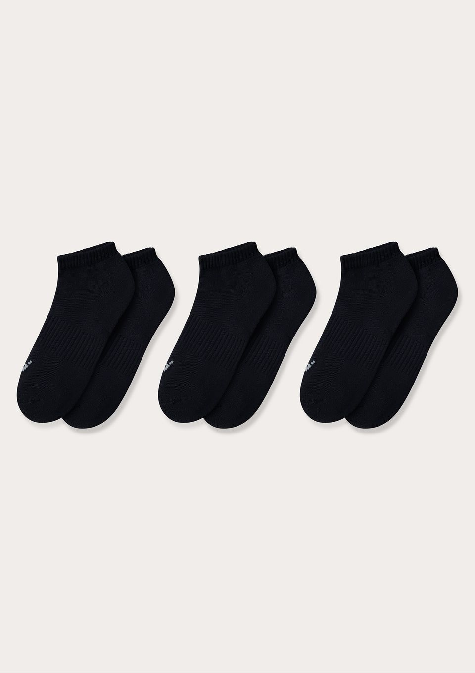 Kit 3 Pares de Meia Esportiva Cano Curto - Preto