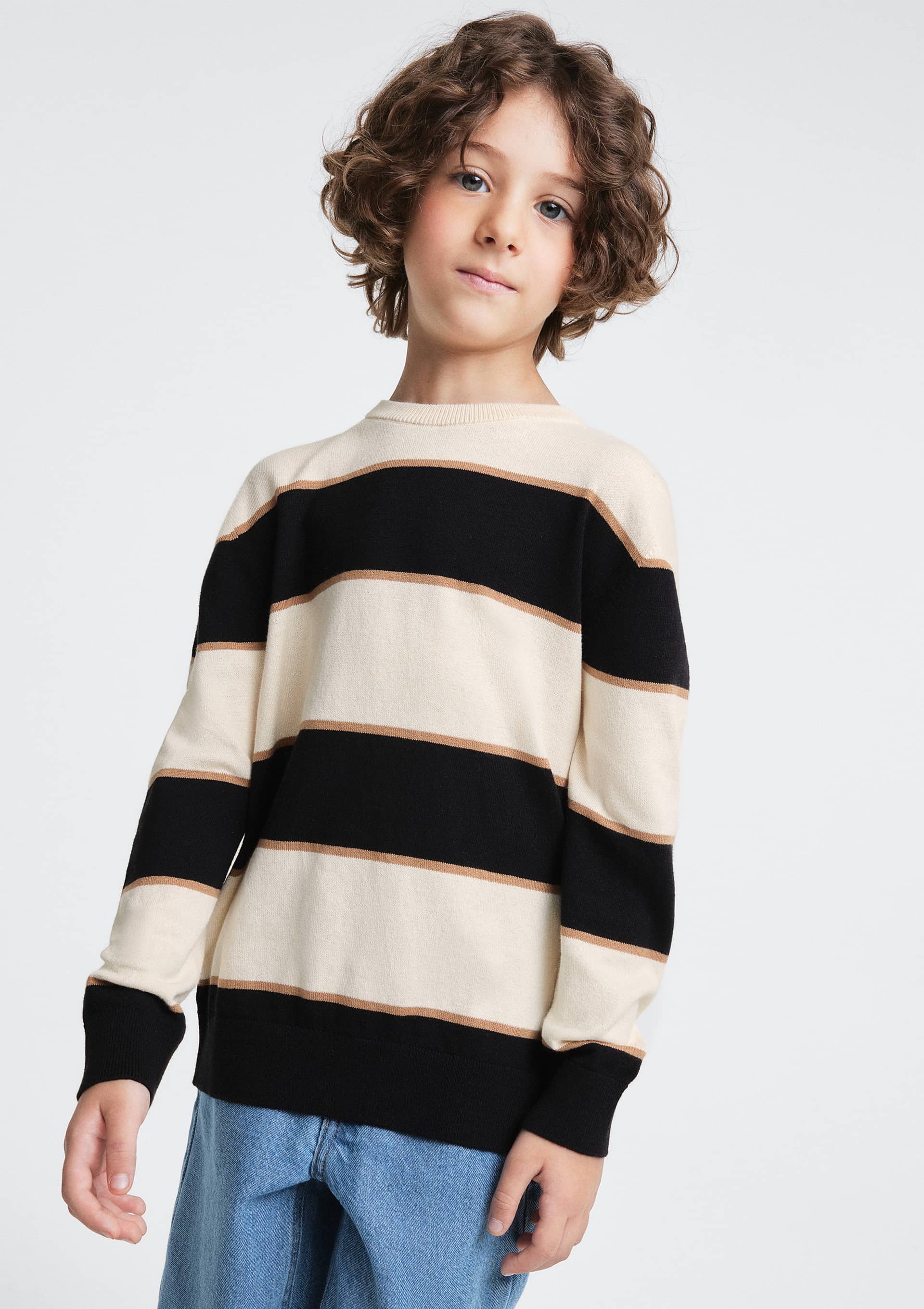 Suéter De Tricô Infantil Menino Listrado - Preto