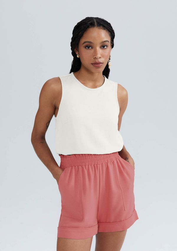 Regata Feminina Em Viscose Creponada - Creme XG