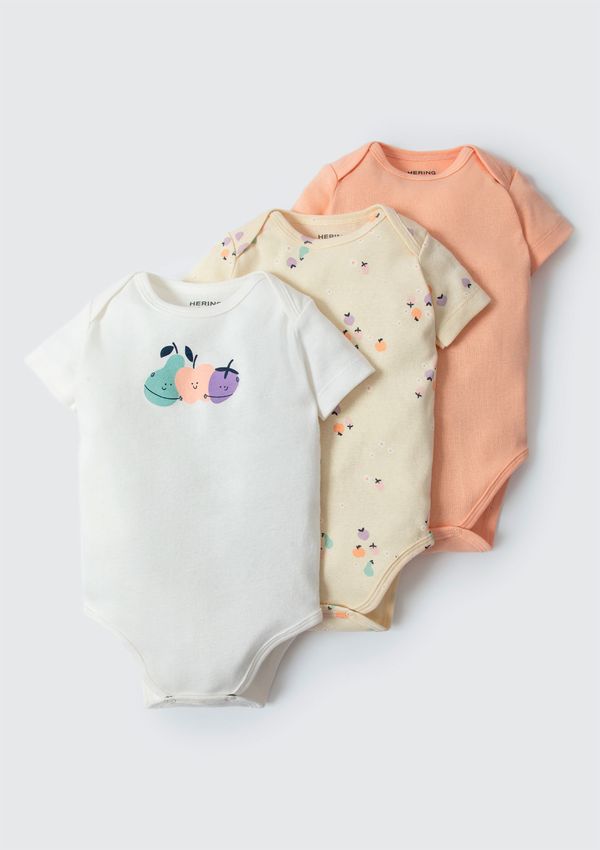 Kit Com 3 Bodies Bebê Menina Em Ribana - Multicolorido RN