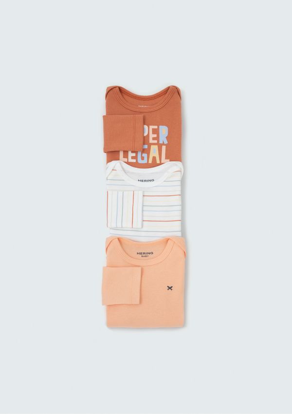 Kit Com 3 Bodies Bebê Menino Manga Longa Em Ribana - Multicolorido 09M