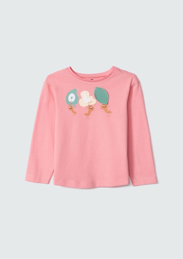 Blusa Infantil Menina Toddler Com Aplique - Rosa 004