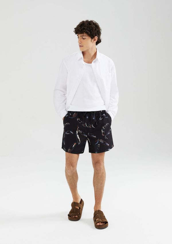 Shorts Praia Masculino Estampado - Preto M