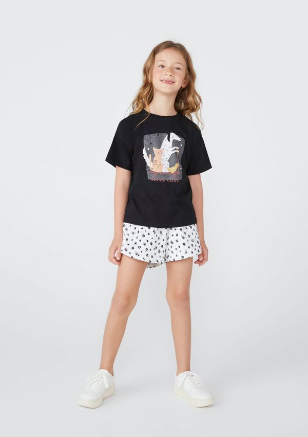 Conjunto Infantil Menina Curto Estampado - Preto 016