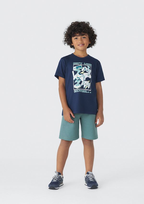 Conjunto Infantil Menino Curto Com Estampa - Azul 004