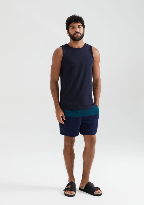 Shorts Praia Masculino Com Recortes - Azul G