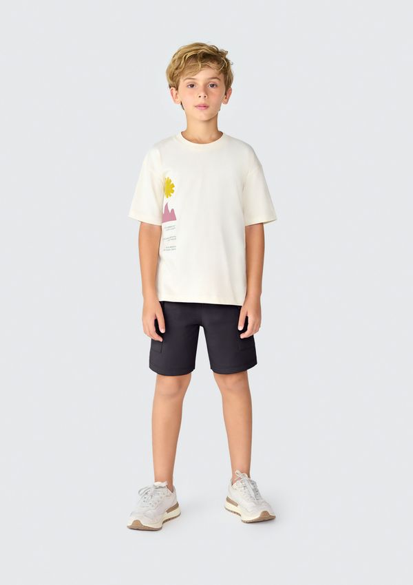 Bermuda Infantil Menino Em Moletom Cargo - Preto 010