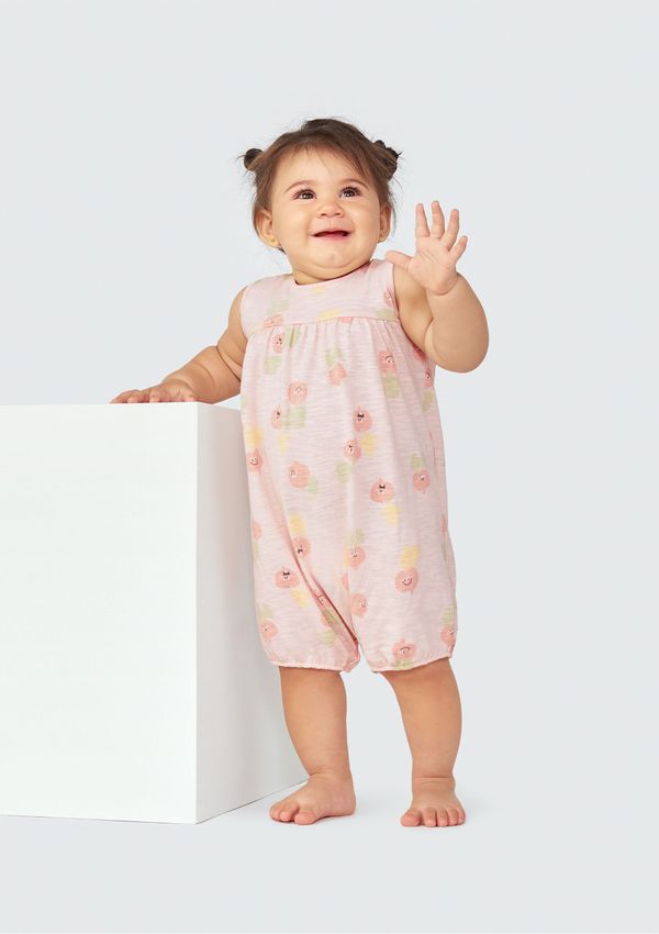 Macacão Banho de Sol Bebê Menina + Faixa de Cabelo - Rosa RN