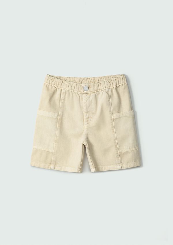 Bermuda Menino Toddler Em Sarja - Bege 003