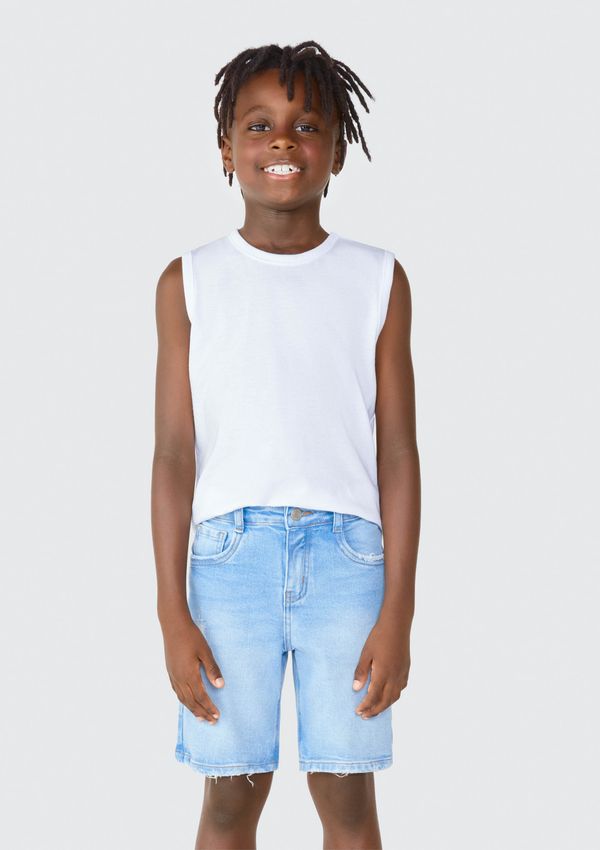 Bermuda Jeans Infantil Menino Regular - Azul 010
