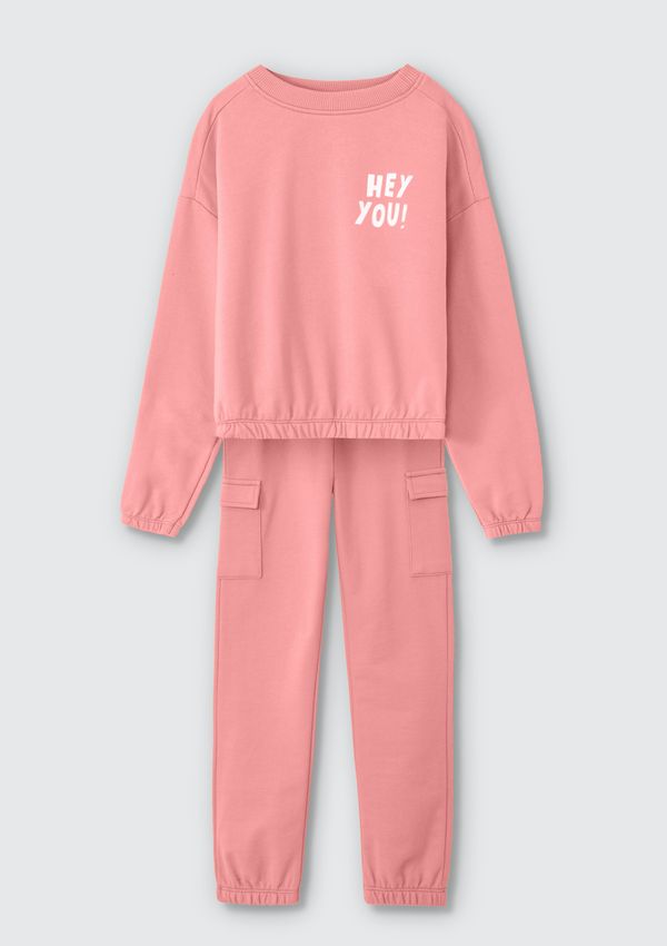 Conjunto Infantil Menina Longo Em Moletom Peluciado - Rosa 008