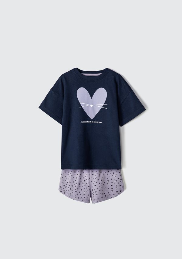 Conjunto Infantil Menina Curto Estampado - Azul 012