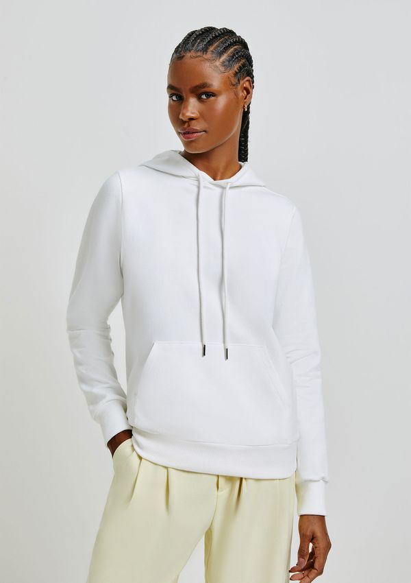 Blusão Básico Feminino Com Capuz Em Moletom Peluciado - Off white XXG