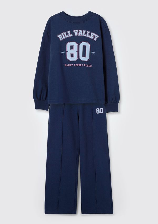 Conjunto de Moletom Infantil Menina Com Estampa - Azul 014
