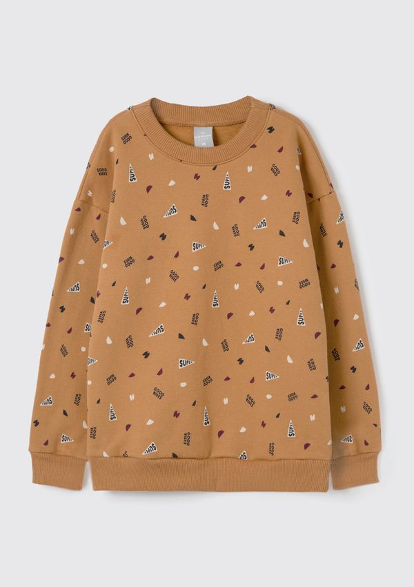 Blusão de Moletom Infantil Menino Estampado - Marrom 008