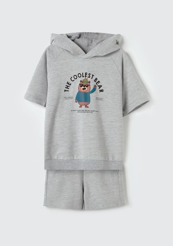 Conjunto Curto Infantil Menino Em Moletinho - Cinza 002