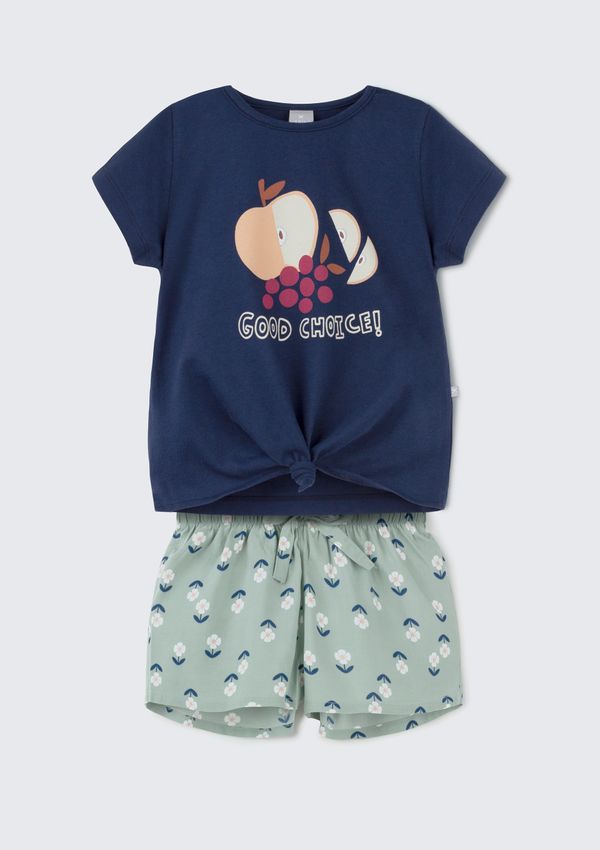 Conjunto Curto Infantil Menina Estampado - Azul 010