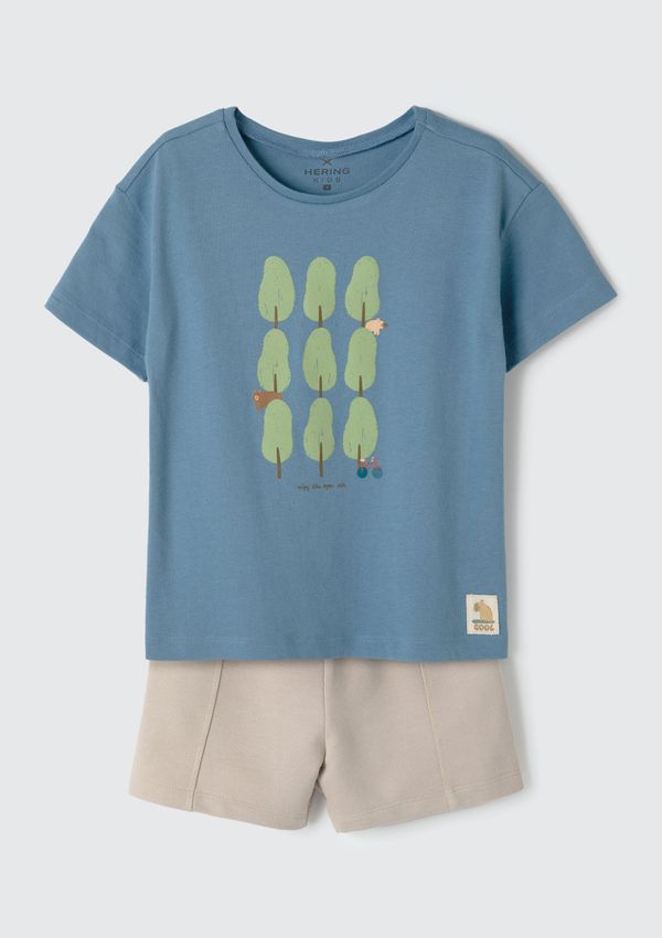 Conjunto Curto Infantil Menino Com Estampa - Azul 003