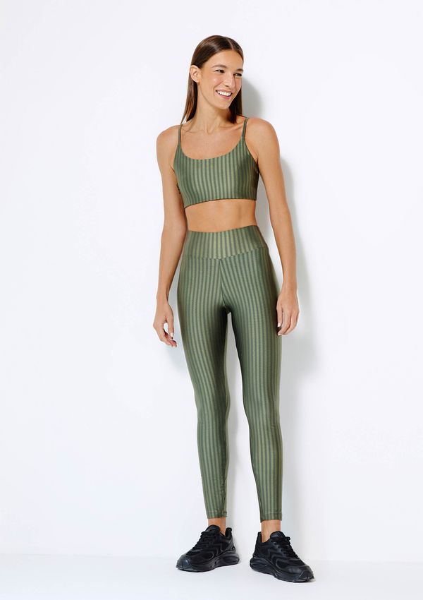 Calça Legging Esportiva Feminina Com Brilho E Proteção UV 50+ - Verde P