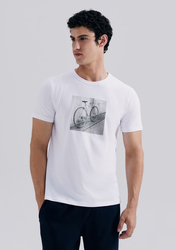 Camiseta Masculina Manga Curta Com Estampa - Branco XG