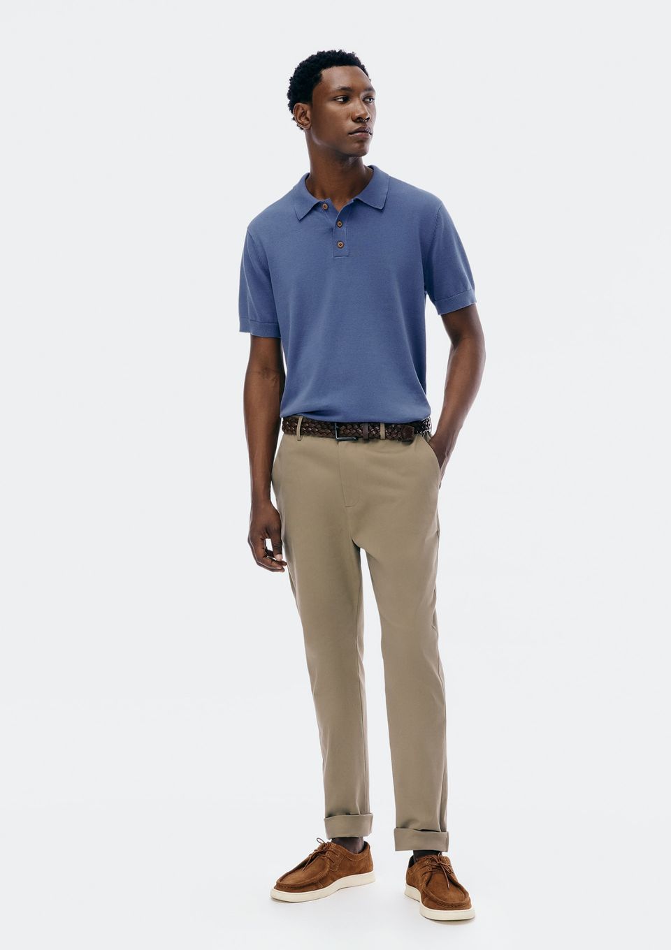 Calça Masculina Slim Chino em Sarja - Bege