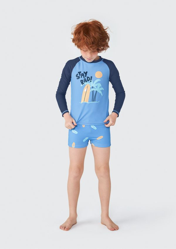 Conjunto Praia Infantil Menino Com Proteção UV - Azul 004