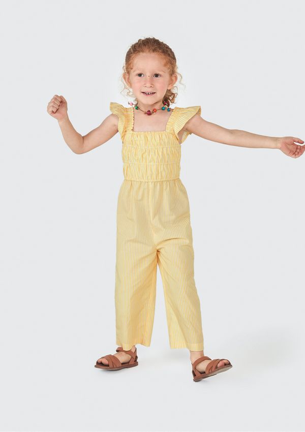 Jardineira Infantil Menina Toddler Listrada - Amarelo 001