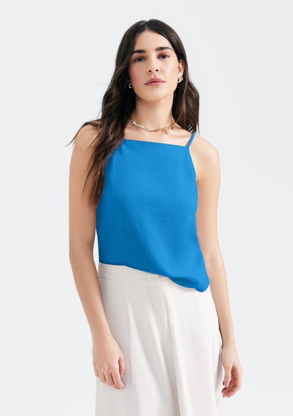 Regata Feminina Com Linho - Azul M